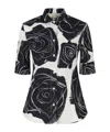 Marni White Poplin Short-sleeve Shirt With Cybele Print In Lily White