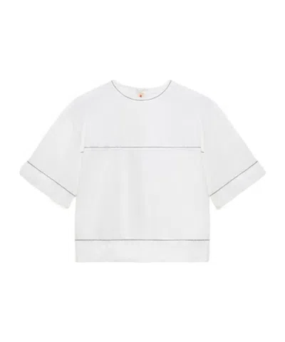 Marni White Poplin T-shirt With Exposed Seams