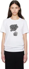 Marni White Crewneck T-shirt With Floral Print With Logo On The Front