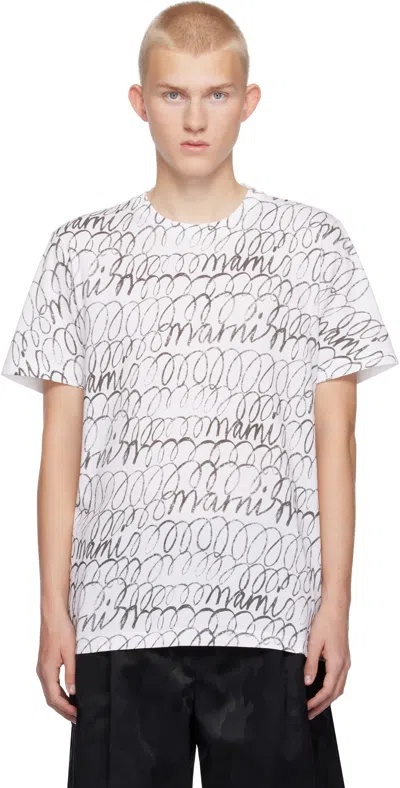 Marni White Scribble Motif T-shirt In Smw01 Lily White