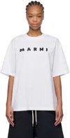 Marni Classic Short-sleeve T-shirt With Scribbled Logo In Slw01 Lily White
