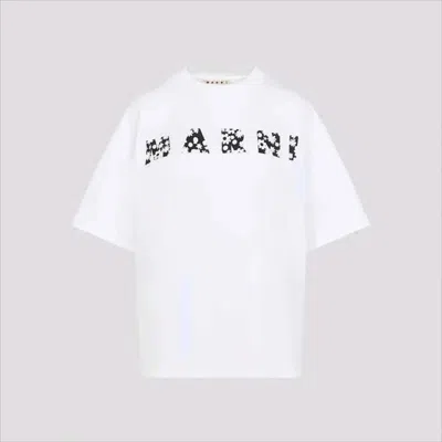 Marni Cotton T Shirt With Logo In White