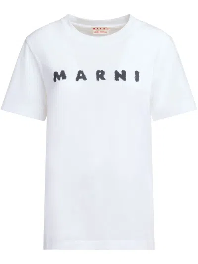 MARNI WHITE SHORT-SLEEVE T-SHIRT WITH LOGO