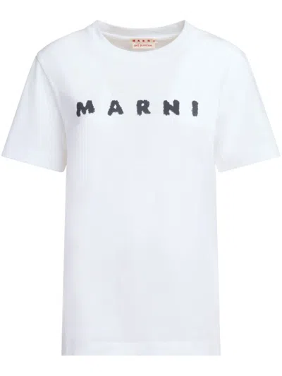 Marni White Short-sleeve T-shirt With Logo