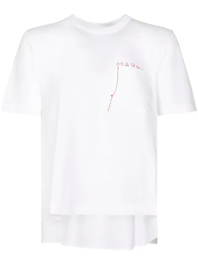Marni White Short-sleeved T-shirt With Chest Pocket