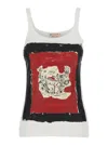 Marni White Sleeveless Top With Round Neck And Maxi Print On The Front In White