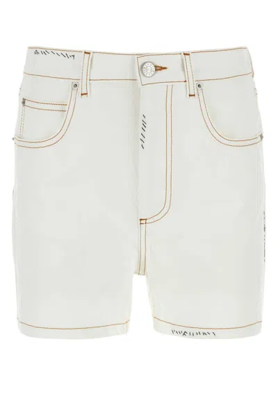 Marni White Stretch Denim Shorts In 00w01