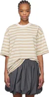 Marni White Striped Boxy Cotton T-shirt In Stw76 Taos Taupe