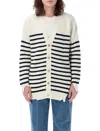 Marni Striped V-neck Cardigan In Navy Blue