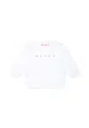 Marni White Sweatshirt For Babykids With Red Logo In White