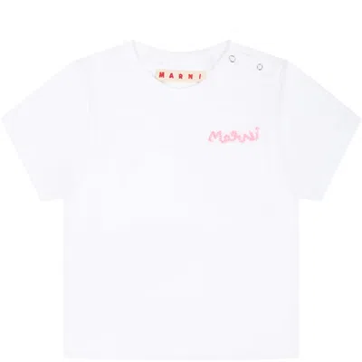 Marni White T-shirt For Baby Girl With Logo