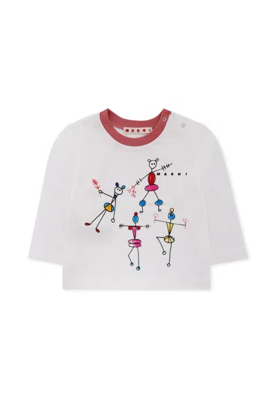Marni White T-shirt For Babykids With Logo