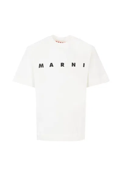 Marni White T-shirt For Kids With Black Logo