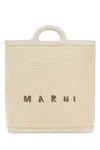Marni Ivory Raffia And Leather Tropicalia Bucket Bag In White