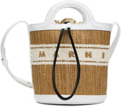 Marni White Tropicalia Mini Bucket Bag In Zo822 Ecru/white