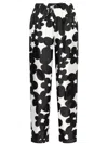 Marni White Trousers With Black Flower Print In Black
