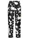 Marni White Trousers With Black Flower Print In Black