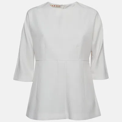 Pre-owned Marni White Twill Peplum Top M