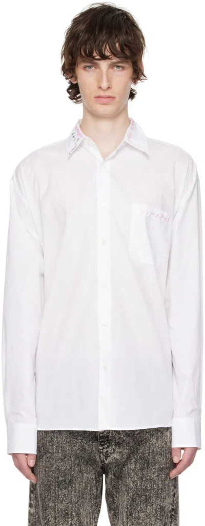 Marni White Yarn Dyed Shirt In 00w01 Lily White