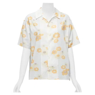 Pre-owned Marni White Yellow Cotton Vintage Floral Print Short Sleeve Boxy Shirt It38 Xs