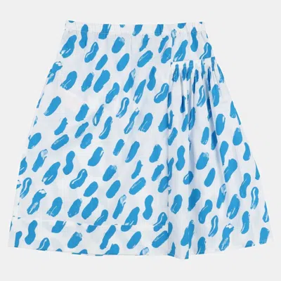 Pre-owned Marni White/blue Printed Cotton Skirt Size 8y