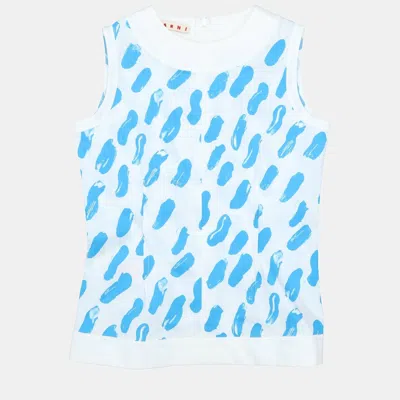 Pre-owned Marni White/blue Printed Cotton Top Size 8yrs