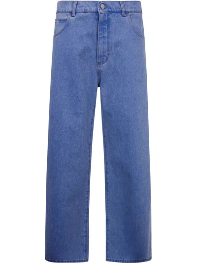 Marni Logo Patch Straight-leg Jeans In Blue