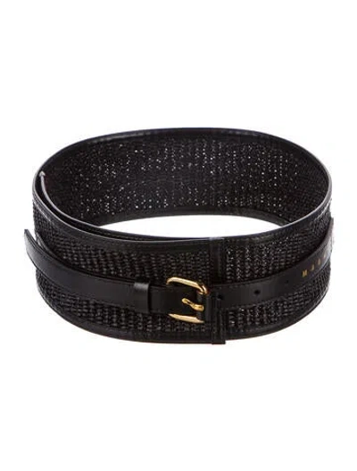 Pre-owned Marni Wide Leather Waist Belt In Black
