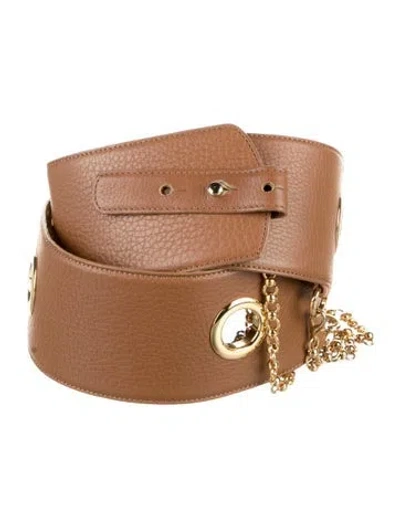 Pre-owned Marni Wide Leather Waist Belt In Brown