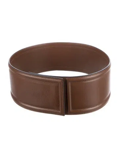 Pre-owned Marni Wide Leather Waist Belt In Brown