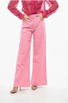 Marni Wide Leg 5 Pockets Pants With Logo-button In Pink