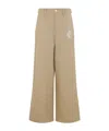 Marni Rose Embroidered Cotton Gabardine Pants In Nude