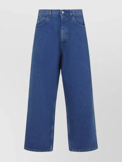 Marni Wide Leg Cotton Denim Jeans In Blue