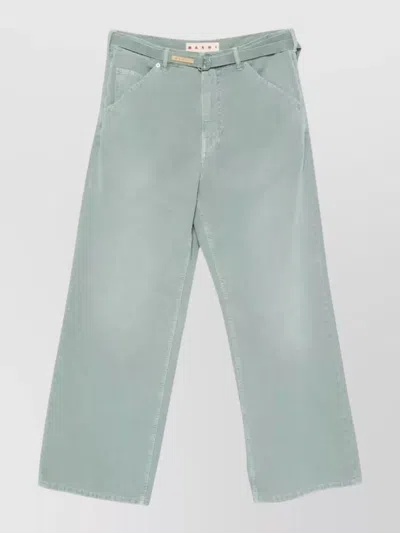 Marni Wide Leg Denim Trousers Detachable Belt In Gray