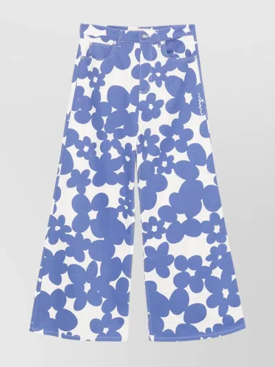 Marni Wide-leg Denim Trousers With Belt Loops In Blue