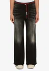 Marni Wide-leg Drawstring Washed Jeans In Black