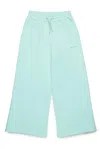 Marni Pantaloni Wide Leg In Felpa Con Logo In Clear Blue