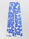 Marni Wide-leg Floral Cotton Trousers In Blue