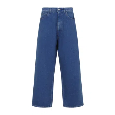 Marni Wide Leg Cotton Denim Jeans In Blue