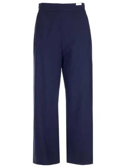 Marni Wide-leg High-waisted Trousers In Blublack