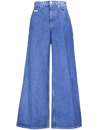 Marni Logo Patch Jeans In Blue