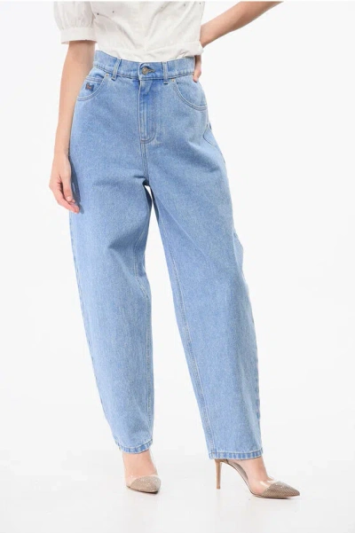 Marni Wide Leg Jeans With Leather Logo