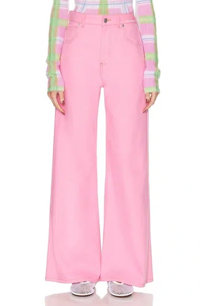 Marni Wide Leg Jeans In Pink Clematis