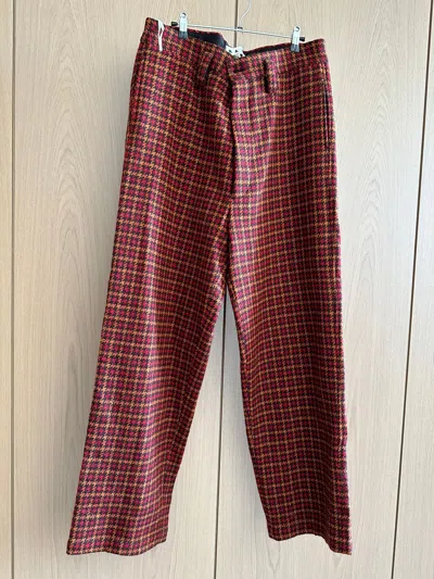 Pre-owned Marni Wide Leg Retro Check Trouser In Red