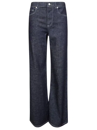 Marni Wide Leg Stretch Denim Trousers In Women's Fit In Blue