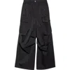 Marni Men's Wide Leg Cargo Trousers With Elastic Waistband In 00n99 Black