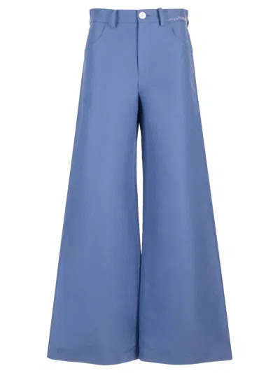 Marni Logo-embroidered Trousers In Blue