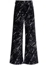 Marni Black Flocked Loose Jeans With Crayon Print