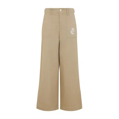 Marni Wide-leg Trousers With High Waist In Neutral