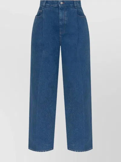 Marni Wide-leg Trousers With Pockets And Pleats In Blue
